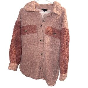 Blu Pepper Sherpa Shacket Dusty Rose Size M